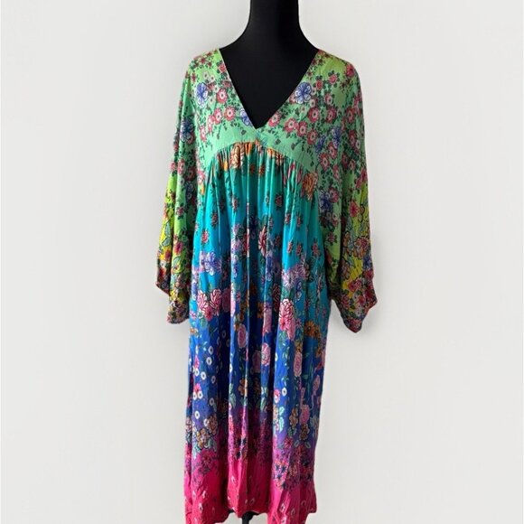 Johnny Was Rainbow Easy Cover Up Dress Womens Medium Boho Resort Travel - Picture 2 of 16